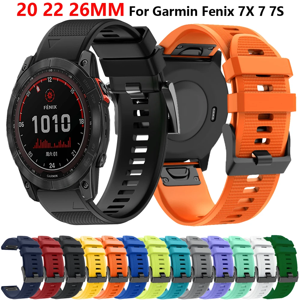 

20 22 26mm Silicone Band Watchband For Garmin Fenix 7S 7 7X 6S 6 6X Pro 5S 5 5X Plus 945 3 3HR Wristband Easyfit Straps Bracelet
