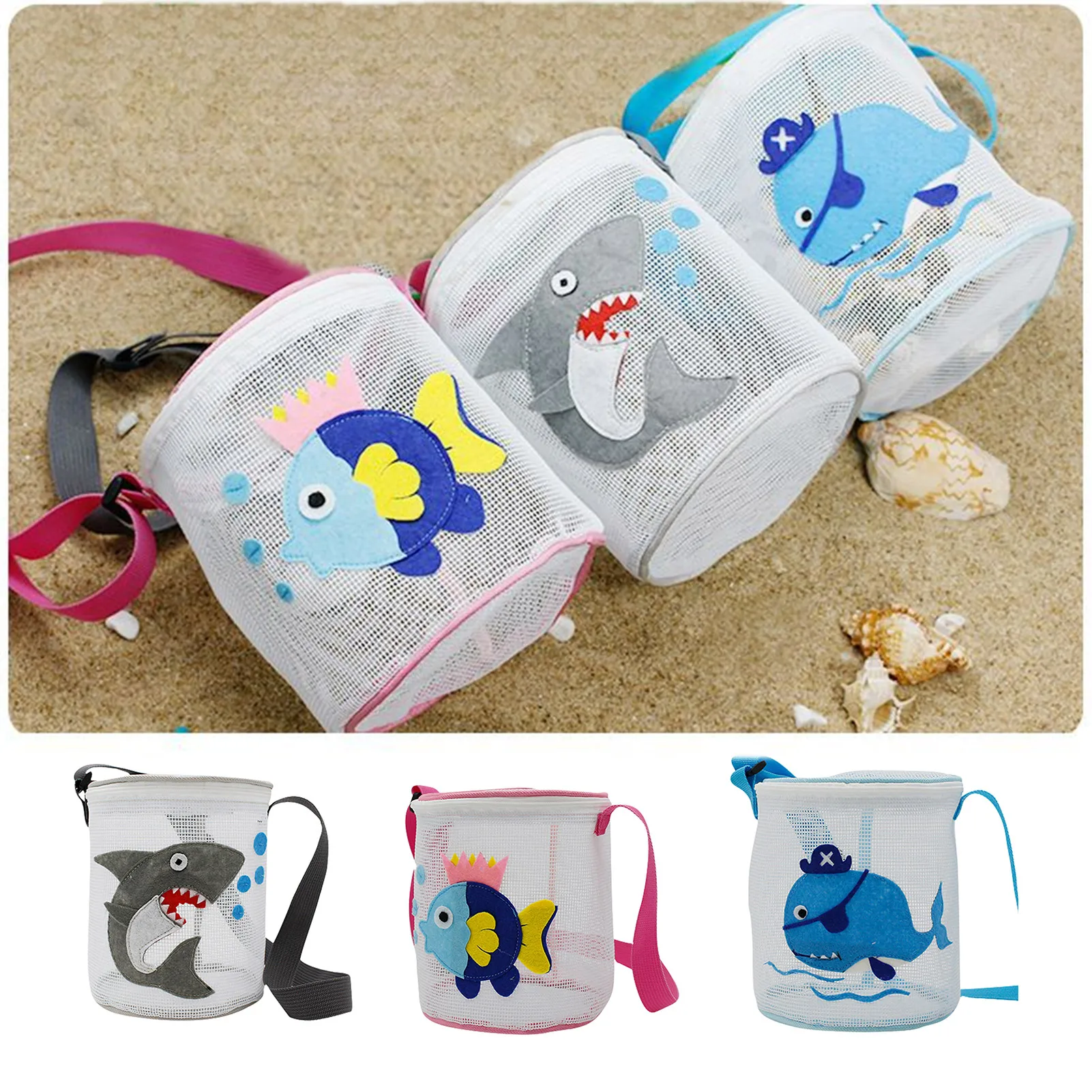 

Children Sand Away Protable Mesh Bag Kids Beach Toys Clothes Towel Bag Baby Toy Storage Sundries Bags Children Toy Shell Bags