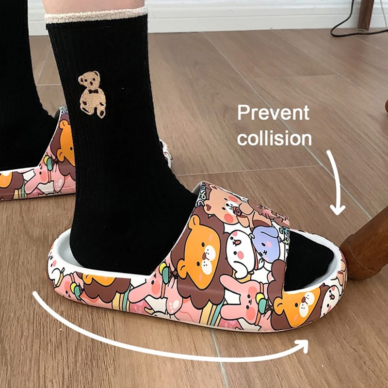 2023 Cute Anime Pattern Women Slides Outdoor Beach Non-slip Woman Slippers Lighte Bathroom Couple Sandals Summer Female Shoes