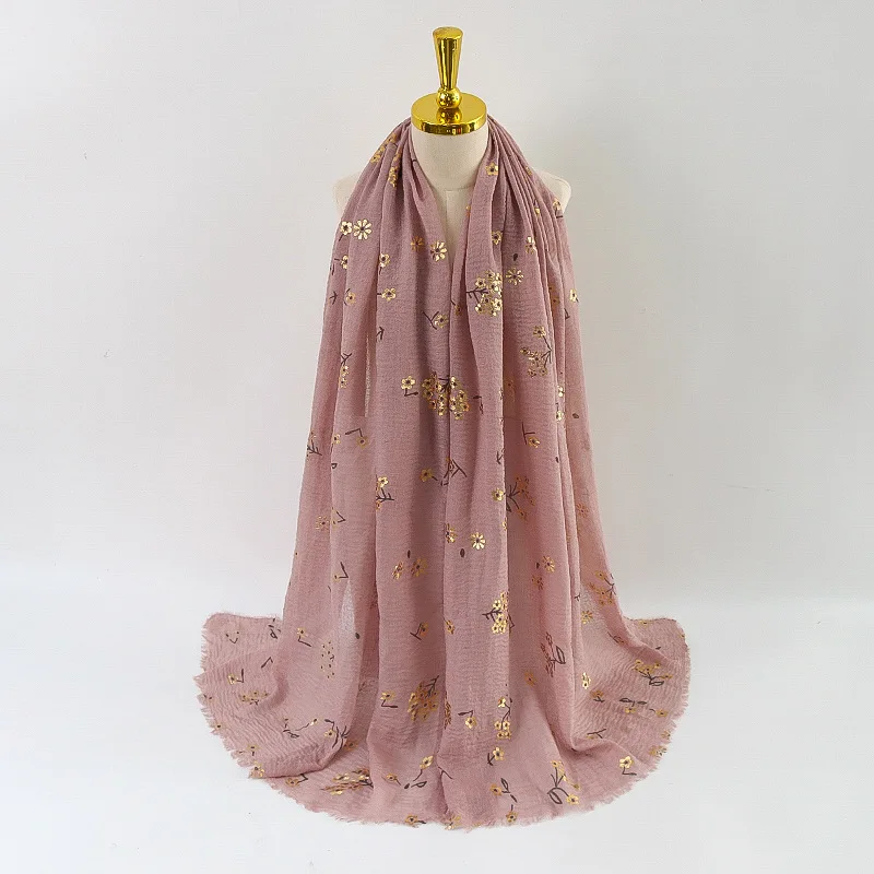 Женская модная однотонная бежевая вискозная шаль с цветочным принтом кешью