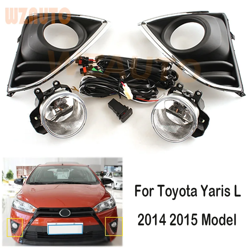 

Front Bumper Fog Light Assy Halogen Fog Lamp Set Daytime Running Light DRL With Wiring Harness Kit For Toyota Yaris L 2014 2015