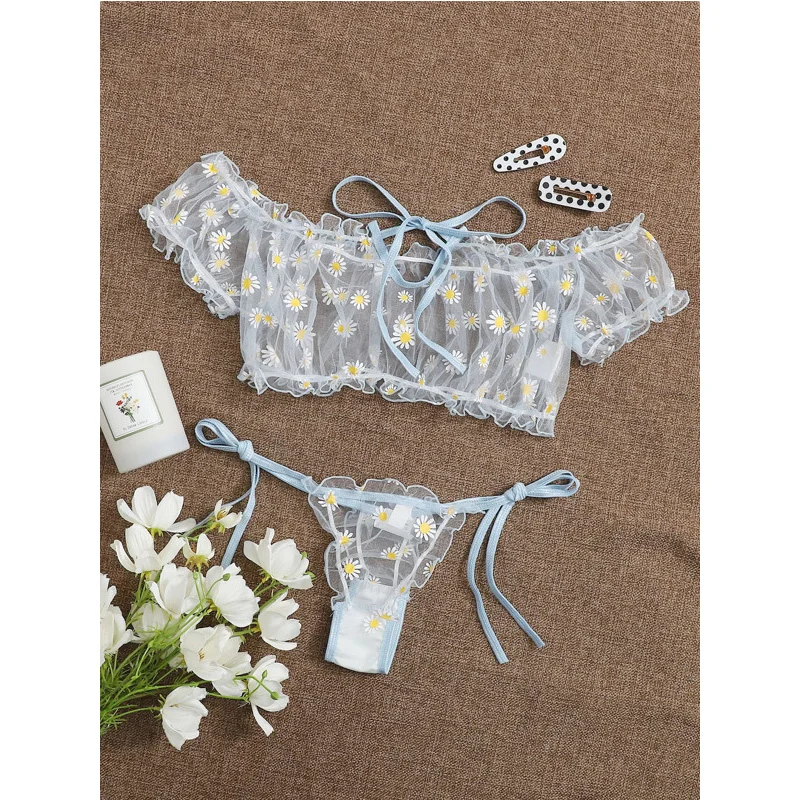 

Embroidered Lace Female Sexy Lingerie, Lace Sexy Lingerie, Strapless Lace, Bra Thong Set, Sleepwear, Pajamas, Seamless Panties