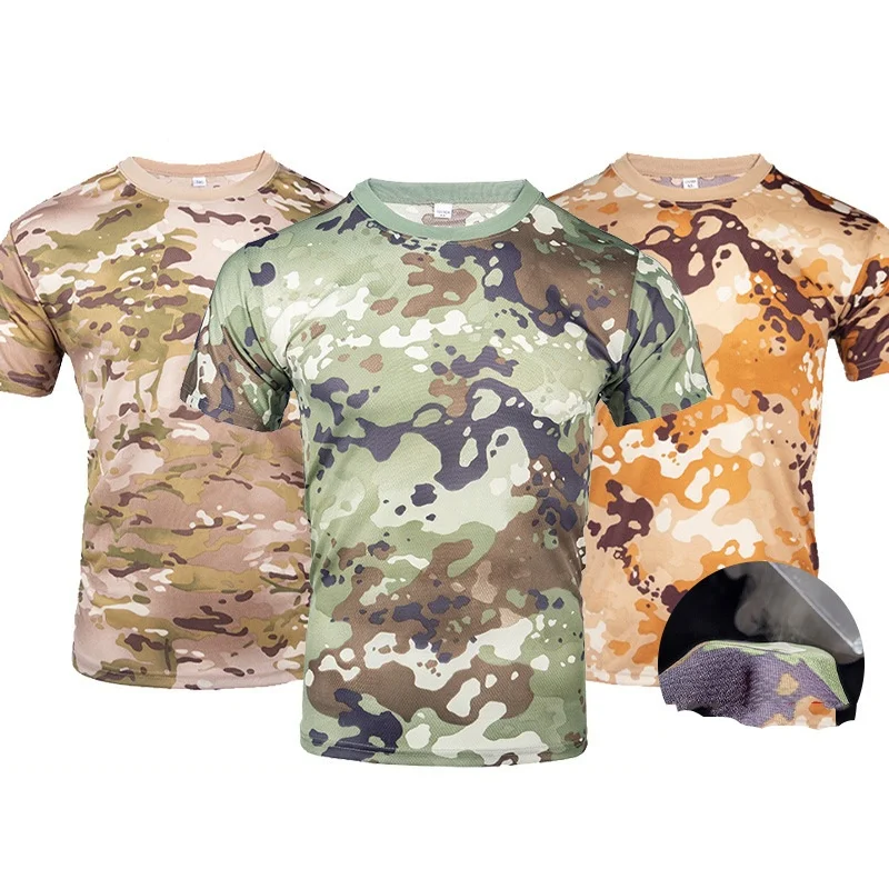 

Kids Children Camouflage Tactical T Shirt Quick Dry Short Sleeve Camo Students Outdoor Camp Training Military Army Combat Shirt