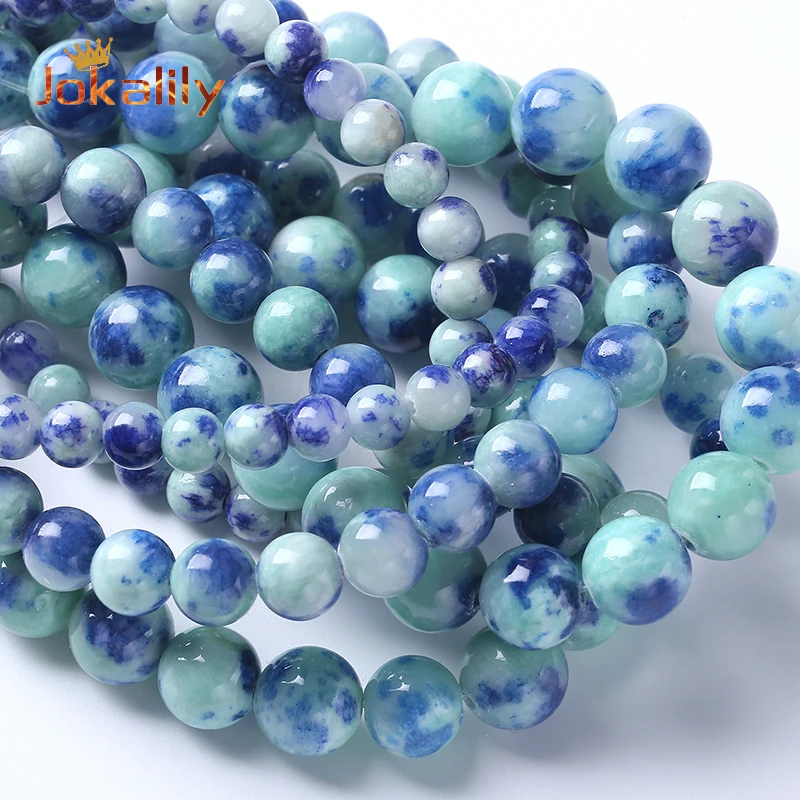 

Natural Blue Tourmaline Persian Jades Stone Beads Round Beads For Jewelry Making Needlework Fit Diy Bracelet 6 8 10 12mm 15"inch