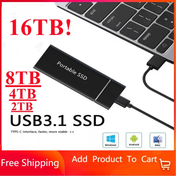 

External Hard Drive SSD USB3.1 2TB 4TB 8TB 16TBExternal Solid State Drives Disk For Laptop HARD disk SSD external hard drive