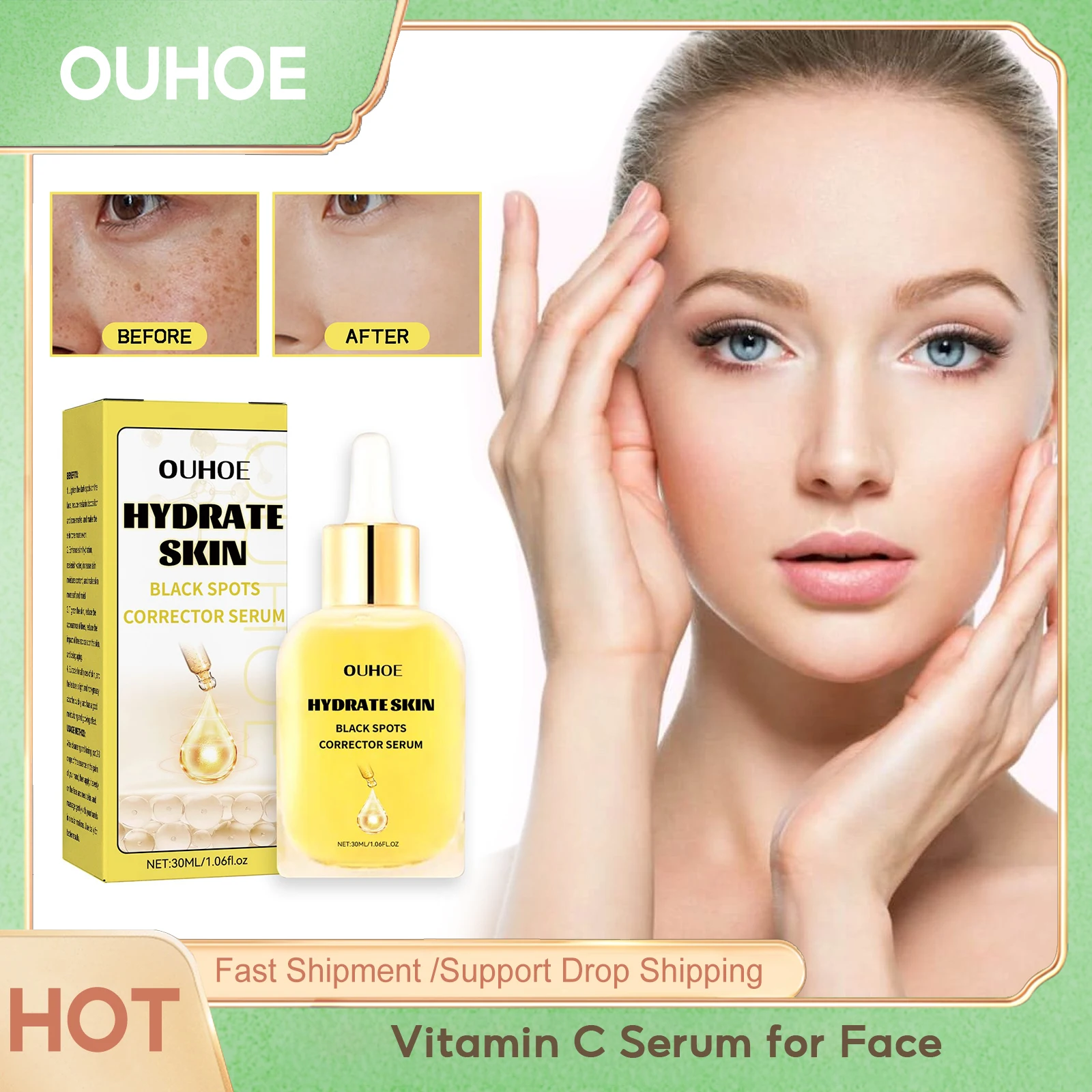 

Vitamin C Serum for Face Anti Freckle Lighten Melasma Melanin Corrector Moisturizing Brightening Dark Spots Remover Essence 30ml