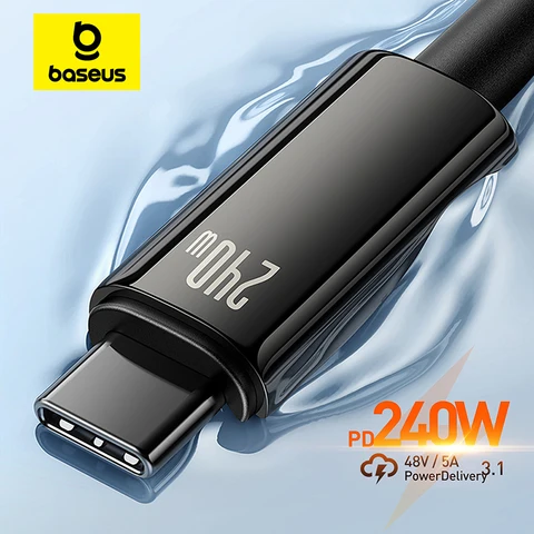 Кабель Baseus 240 Вт USB-C для быстрой зарядки iPhone, MacBook, Xiaomi, Samsung — детальный вид товара