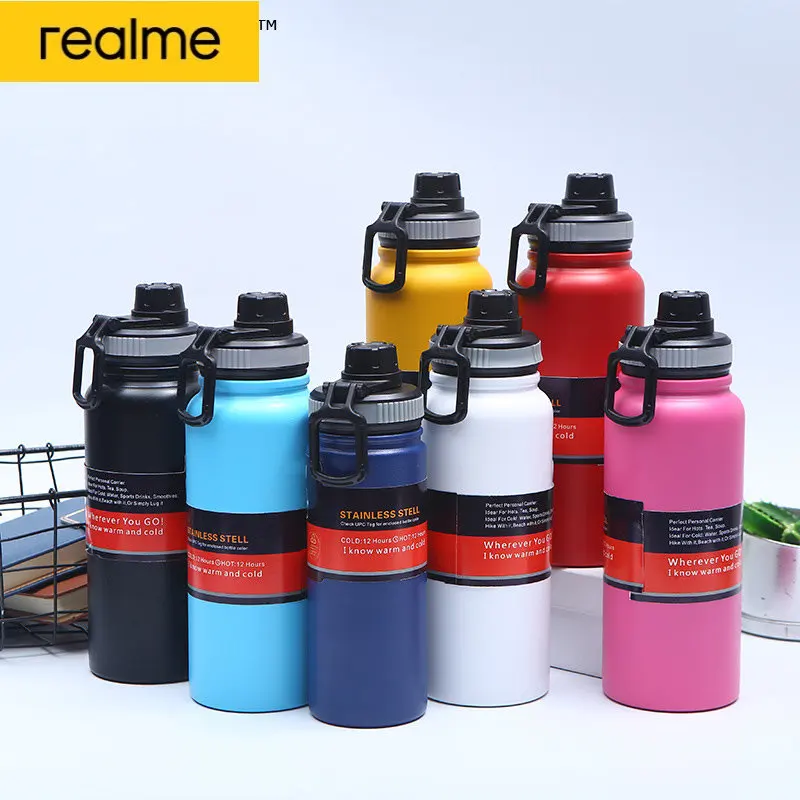 

realme 304 Large Capacity Stainless Steel Vacuum Sports Bottle Creative Outdoor Sports Portable Insulation Climbing Space Bottle