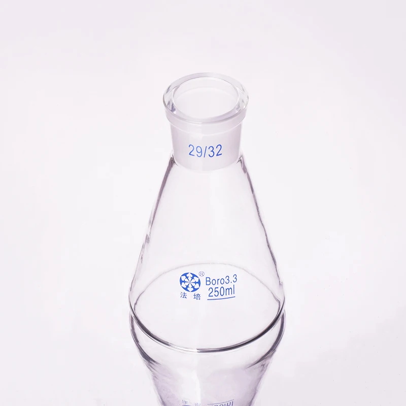 FAPE Conical flask with standard ground-in mouth,Capacity 250mL,joint 29/32,Erlenmeyer flask with standard ground mouth