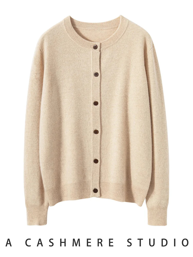 Женский кашемировый кардиган Devin тонкий свитер с круглым вырезом и длинным