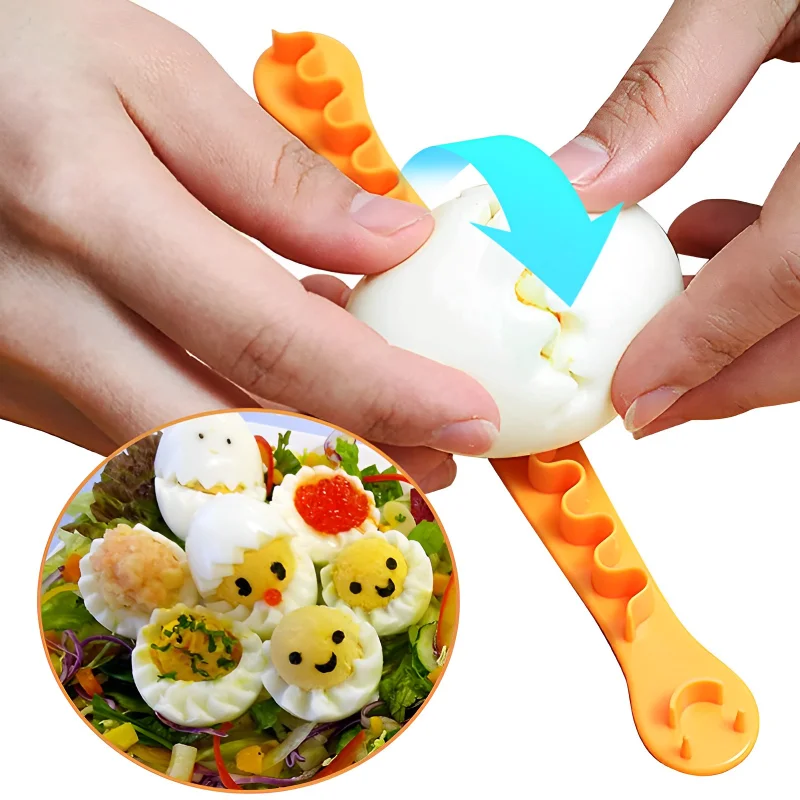 

2Pcs/Set Cooked Eggs Cutter Fancy Cut Eggs Household Boiled Eggs Creative Cooking Tool Bento Mold Kitchen Gadgets Accessories