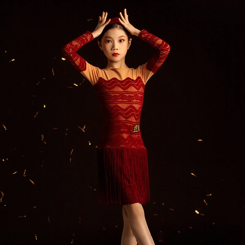 

Children's Latin Dance Costumes Performance Clothes Latin Practice Clothes Skirt Latin Dance Practice Clothes Children Latin Sui