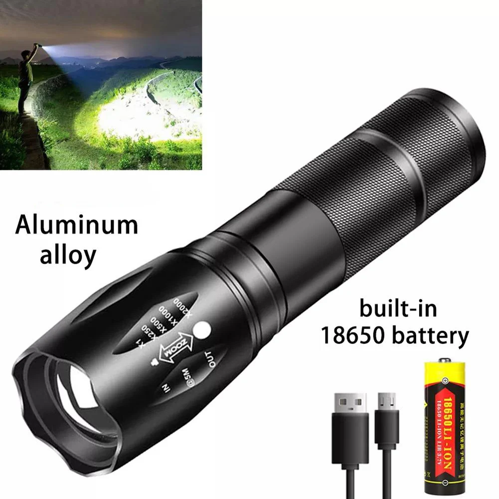 

Мощный светодиодный фонарик, суперъяркий Многофункциональный перезаряжаемый от USB фонарь из алюминиевого сплава для кемпинга на открытом ...