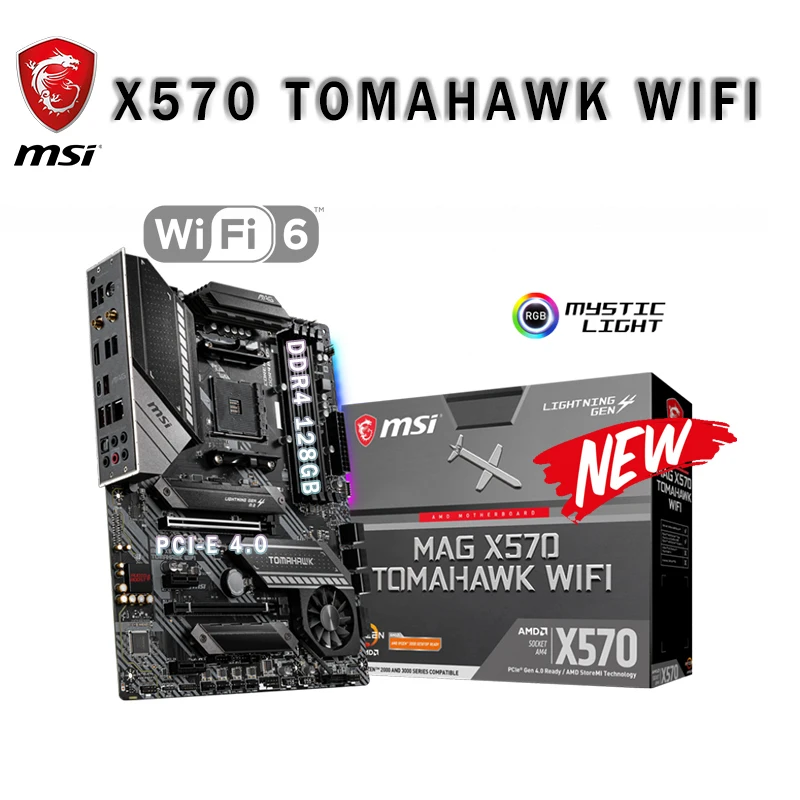 

AMD MSI X570 TOMAHAWK материнская плата с WIFI DDR4 128GB RYZEN 9 M.2 PCI-E 4,0 Placa-MOM AM4 New