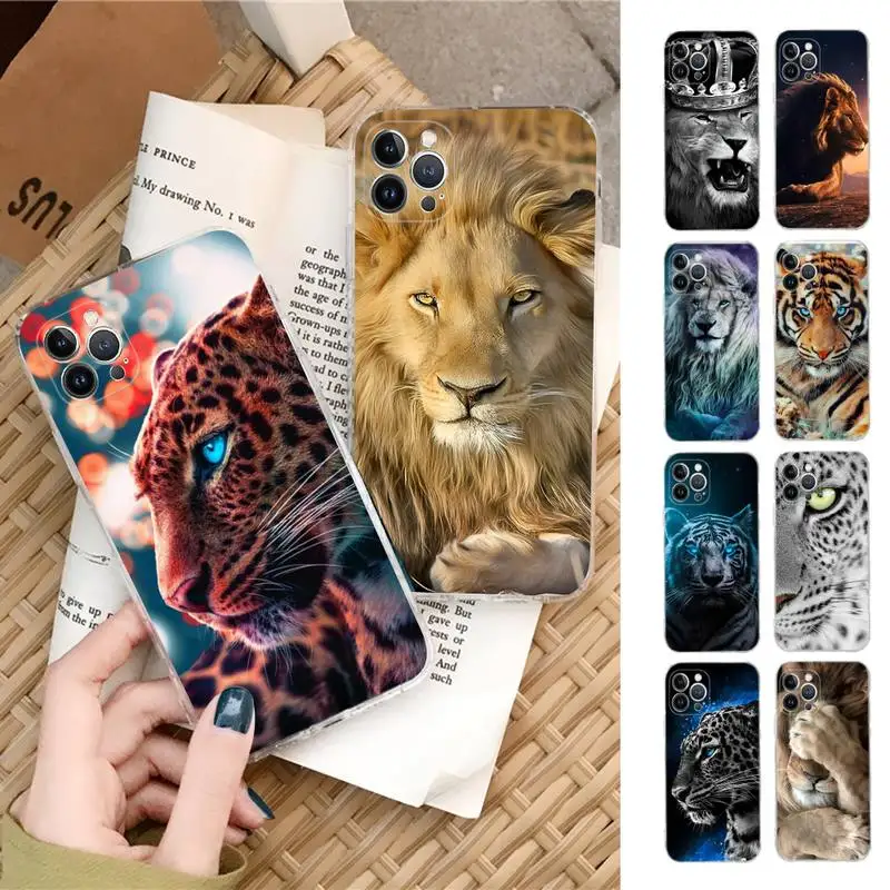 

Luxury Tiger Lion Phone Case Silicone Soft for iphone 14 13 12 11 Pro Mini XS MAX 8 7 6 Plus X XS XR Cover