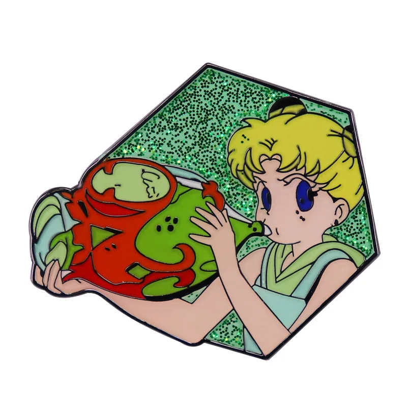 

Lovely Magic Maiden Drinking Wine Television Brooches Badge for Bag Lapel Pin Buckle Jewelry Gift For Friends