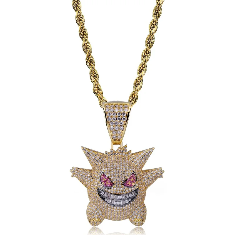 

Hot Selling Fashion Cartoon Little Devil Necklace Funny Hip Hop Pendant Necklace Zircon Electroplating Necklace Jewelry Gift