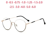 blue light blocking oval nearsighted glasses women metal semi rimless myopia lens prescription eyeglasses 0 0 5 0 75 to 6 0