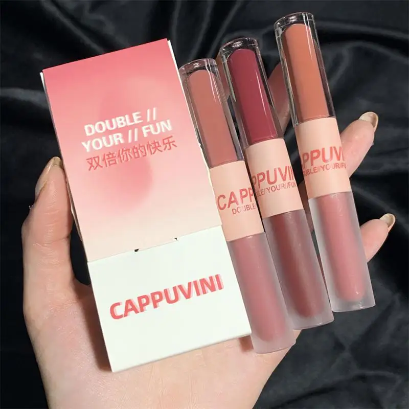 

3pcs Set Cappuvini Lip Gloss Mirror Water Lipgloss Chestnut Lip Tint Mud Velvet Matte Lipstick Moisturizing Beauty Cosmetics