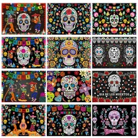 day of the dead backdrop mexican sugar skull photography background dia de los muertos dress up party fiesta banner decoration