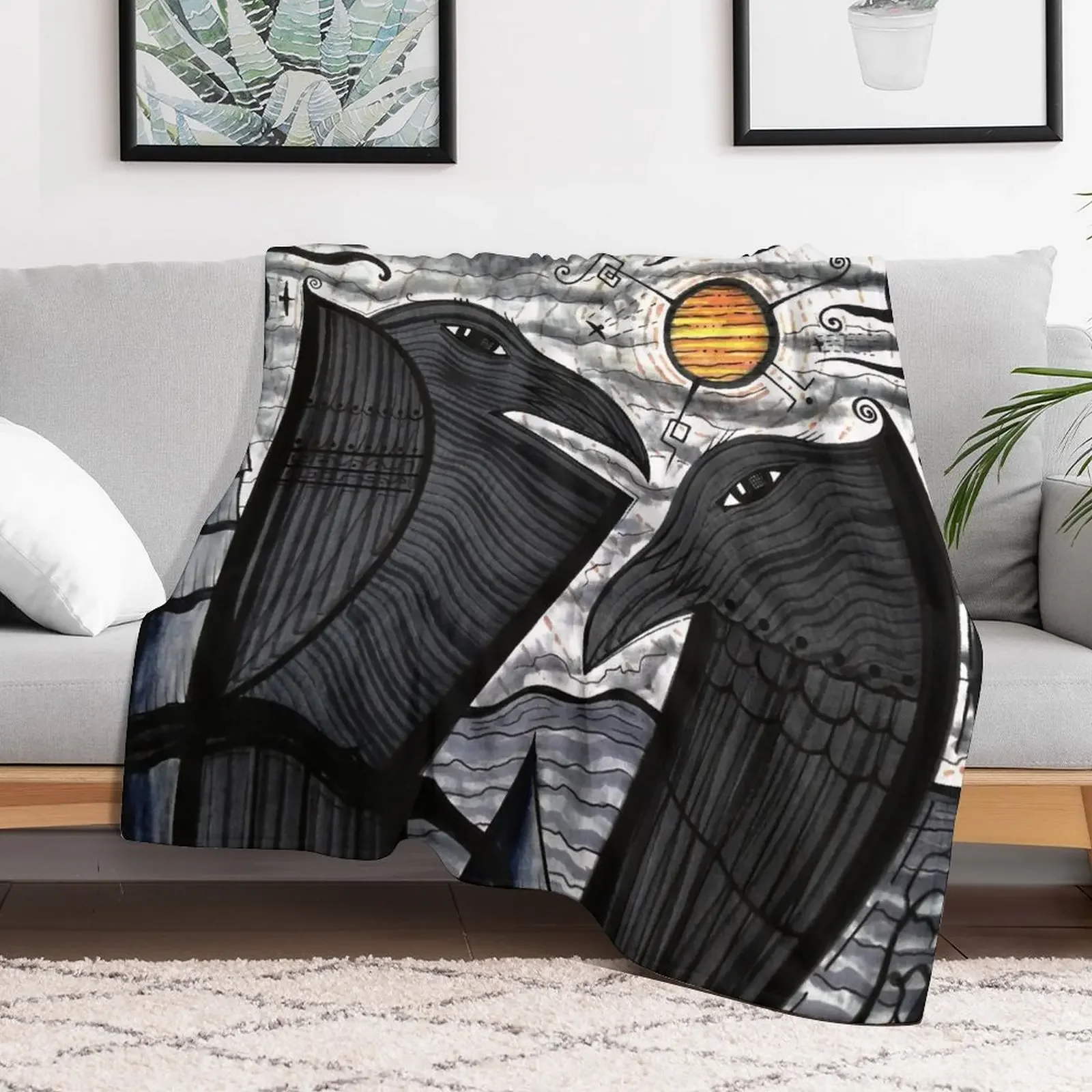 Два корвида под солнцем dk_2020july29a плед одеяло Кемпинг фланелевые клетчатые