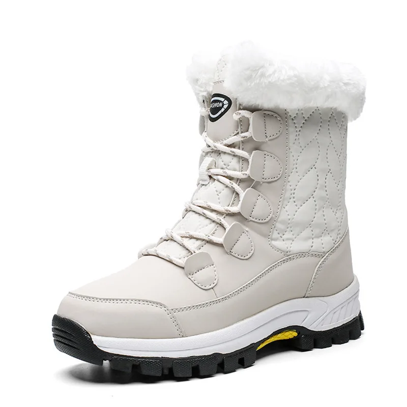 Winter Plus Velvet Thick Warm Women's Shoes All-match High-top Outdoor Walking Shoes Thick-soled Non-slip Waterproof Snow Boots