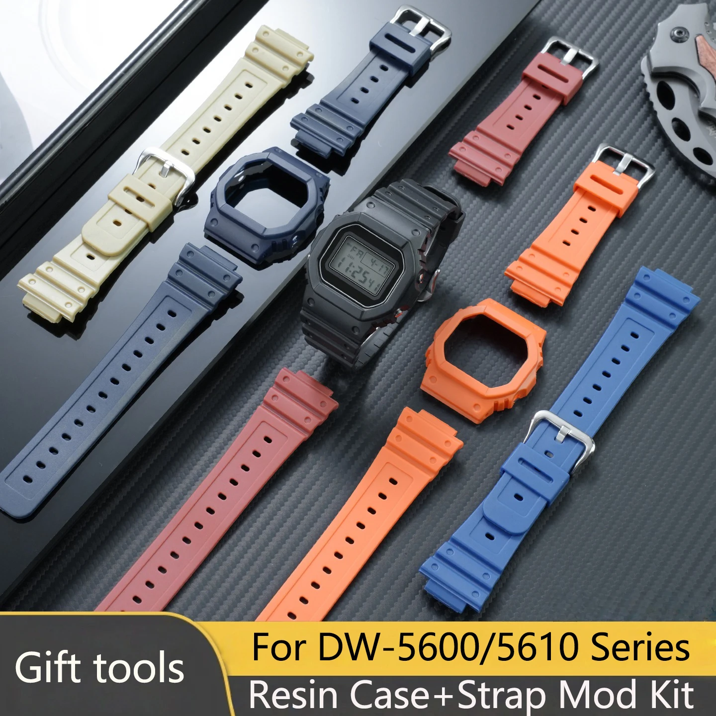 Фото Комплект для модификации Casio DW5600: корпус из ТПУ и ремешок из полимерной смолы для серий DW-5600/5610, GW-B5600, GW-5000, DW-5000. №2