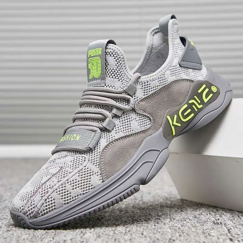 

2020 New Sports Shoes Men's Breathable Casual Mesh Shoes Comfort Increase Lace-up Non-slip Low-top Running Shoes