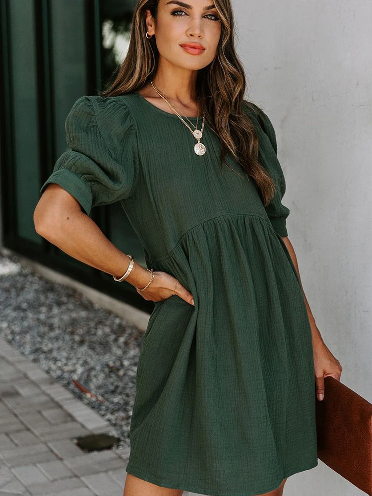 Vintage Dress Woman Summer Pocketed 