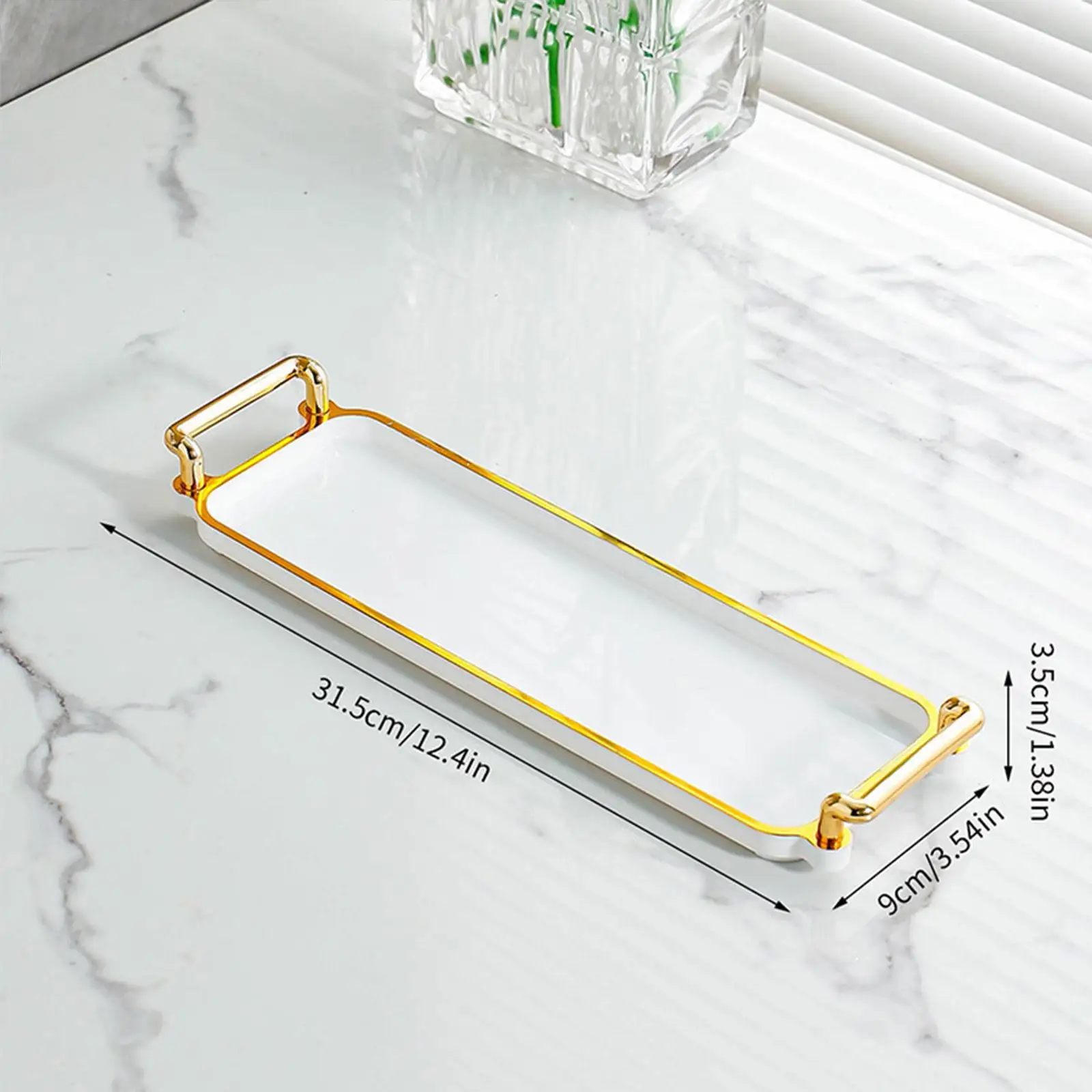 Сервировочный поднос с фруктами золотой обод декоративный журнальный столик для