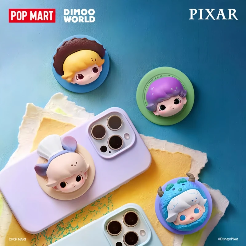 Фото Хит продаж: Оригинальный магнитный держатель для телефона Popmart Dimoo World × Pixar Joint Series, игрушка-сюрприз в слепой коробке, украшение, подарок №1
