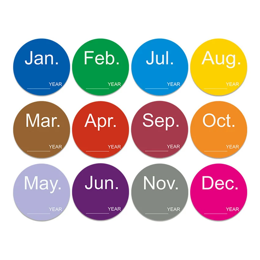 

500pcs/roll Round Date Month year Sticker Labels DIY Creative Office Sticky Notes Planner Notebook Index Stationery Stickers