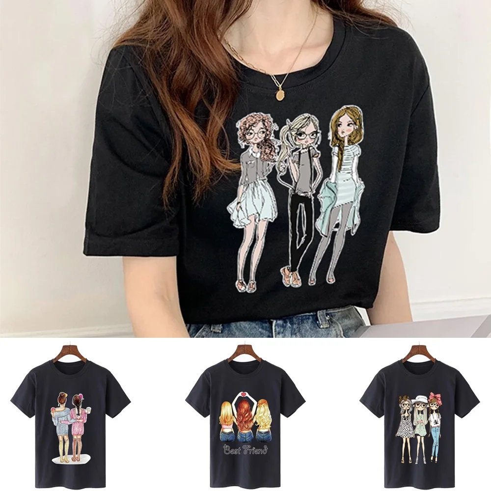 

Женская футболка с круглым вырезом и коротким рукавом, Повседневная Универсальная футболка в стиле Харадзюку, дышащая Футболка с принтом д...