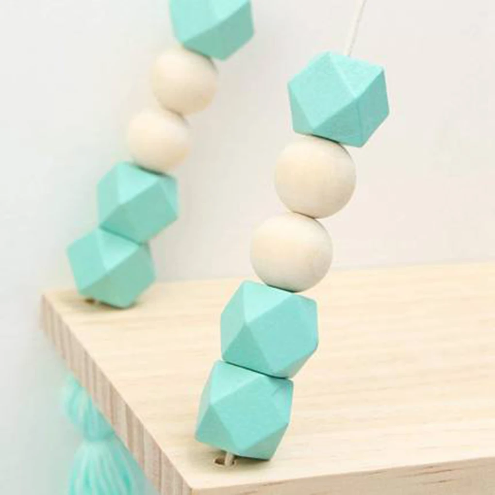 Цветные бусины в скандинавском стиле деревянная настенная полка с кисточками