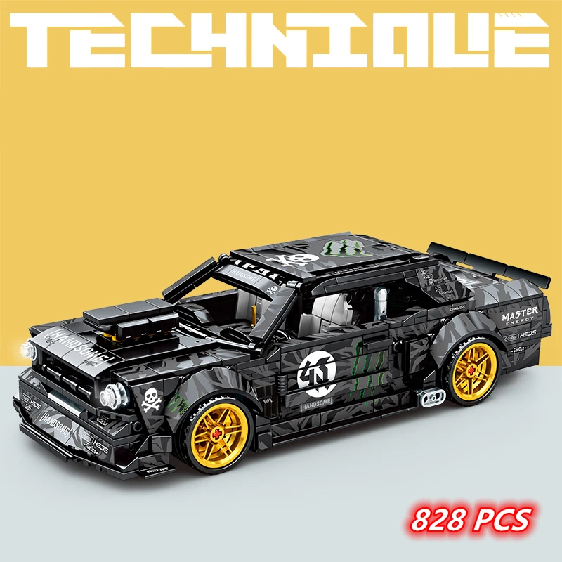 

MOC Sports Ford Mustang, технические автомобили, чемпион по скорости, модель автомобиля с откатом, строительные блоки, кирпичи, игрушки для детей, рожд...