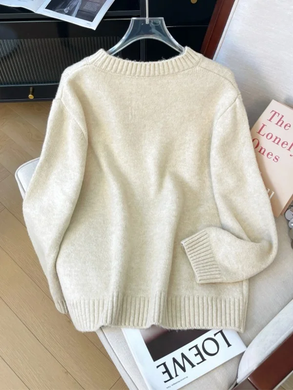 Большой размер Idle Sle Milk Fufu Bear Красный свитер для женщин 2024 Осень и зима Плюс Пухлая