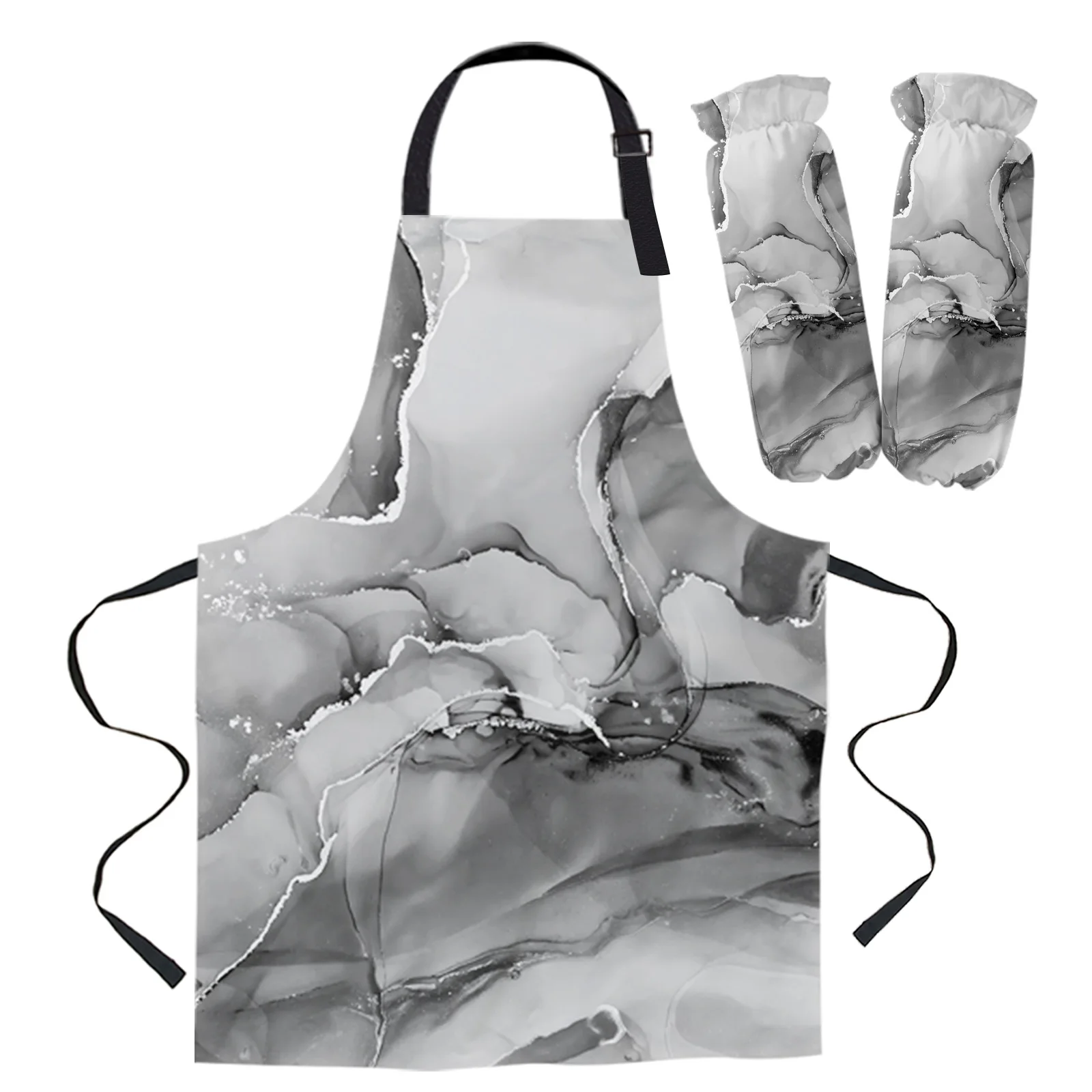 

Marble Gradient Solid Color Gold Edge Black Gray Apron Kitchen Baking Accessories Kitchen Bib For Cooking Apron Cuff Kit Aprons