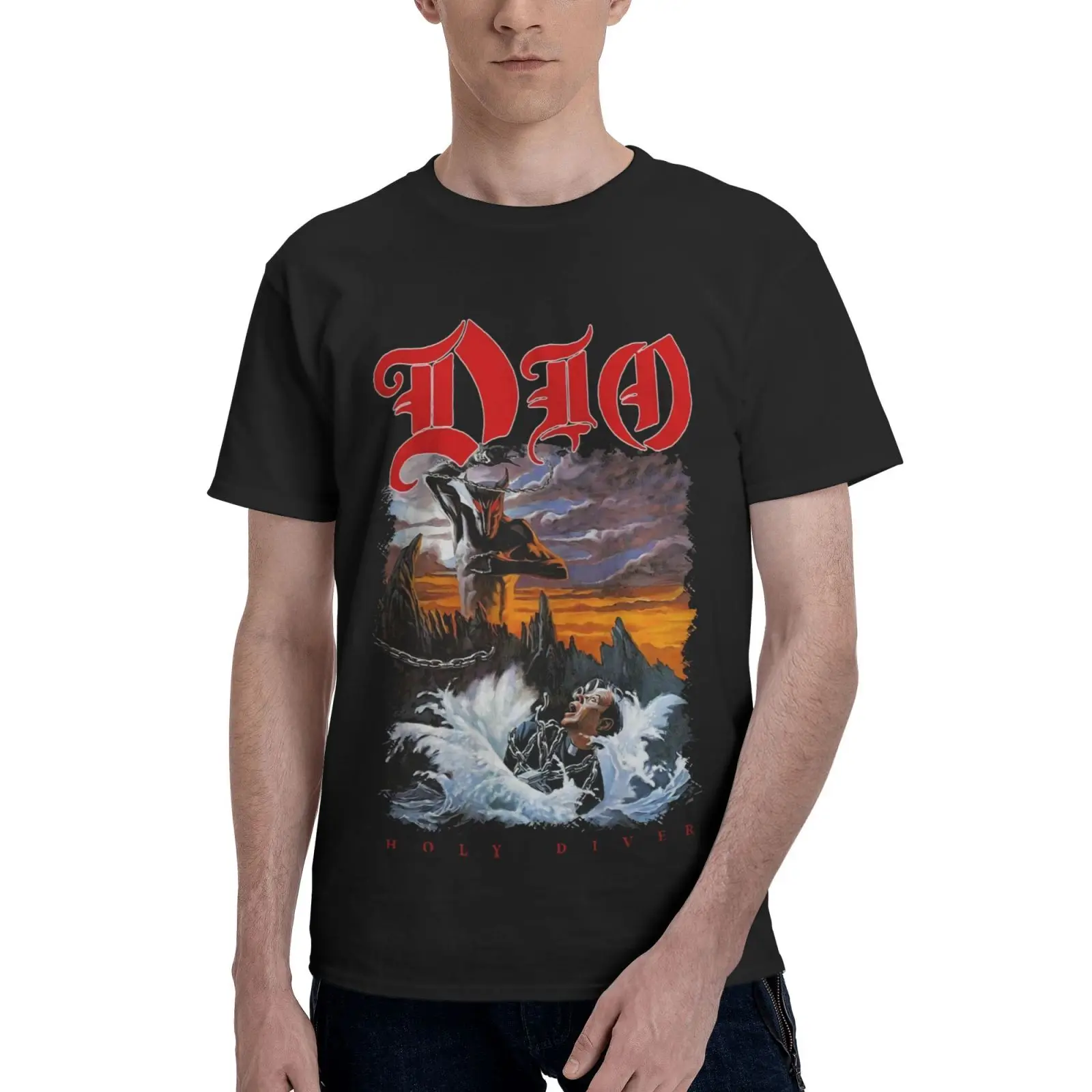 

Мужская футболка Dio Holy Diver с изображением американского тяжелого металла, футболка с графическим рисунком, винтажная Мужская футболка, Мужс...