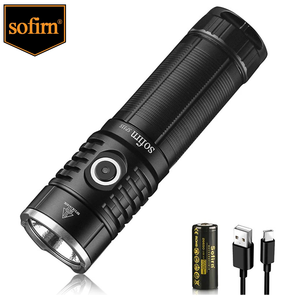 

Sofirn SP33S USB C Rechargeable XHP70.2 5000lm Powerful LED Flashlight 26650 21700 Torch with Power Bank Function
