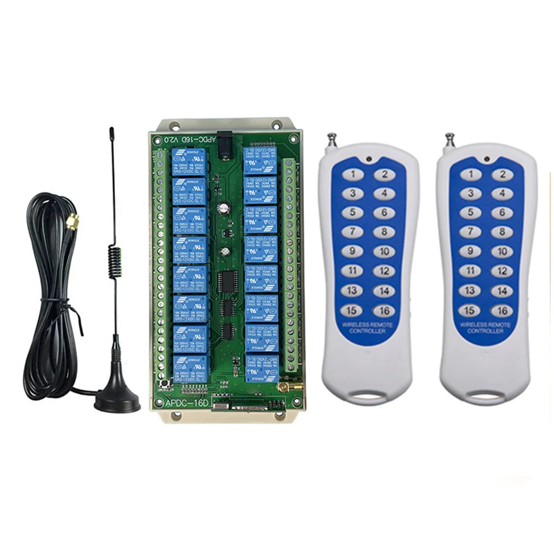 1000 м DC12V 24V 16CH 433 МГц реле RF беспроводной пульт дистанционного управления