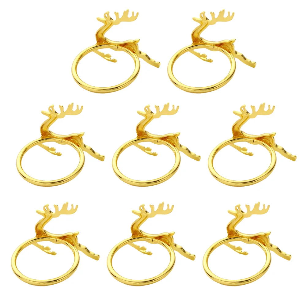 

Napkin Rings Holder Deer Ring Christmas Holiday Dinner Reindeer Holders Weddingtables Goldenbuckle Serviette Metal Party Bands