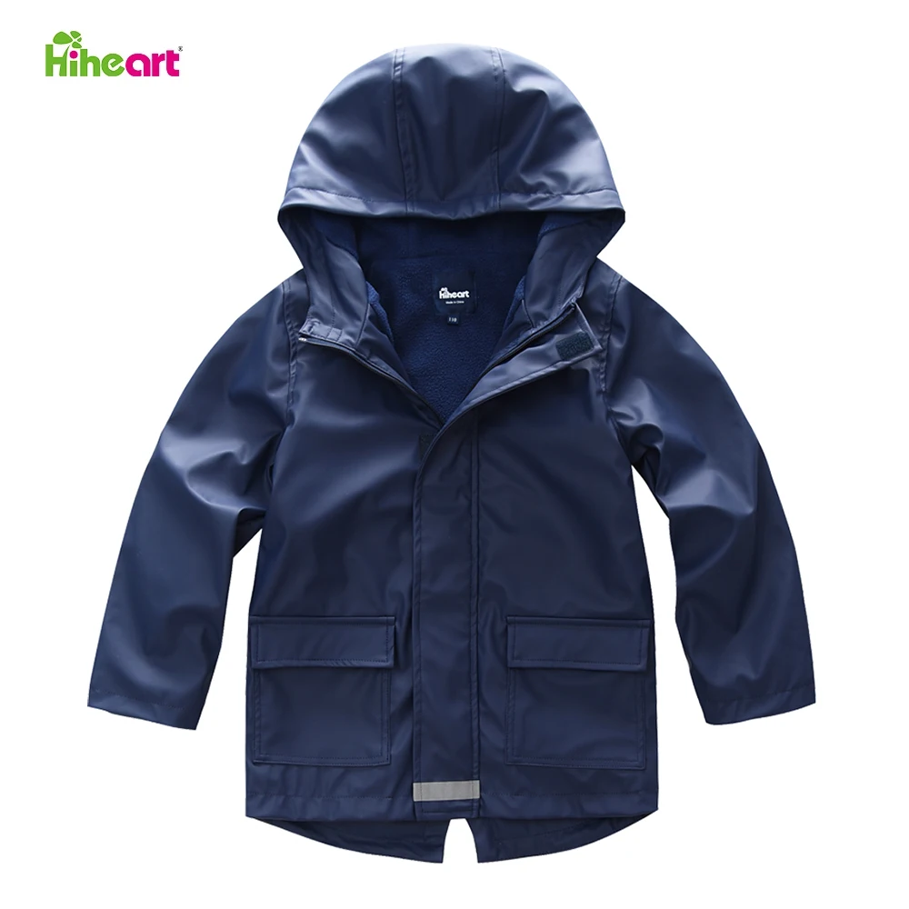 

Непромокаемая Куртка Hiheart для мальчиков и девочек, с капюшоном, водонепроницаемое пальто с флисовой подкладкой, Детская ветровка, детский д...