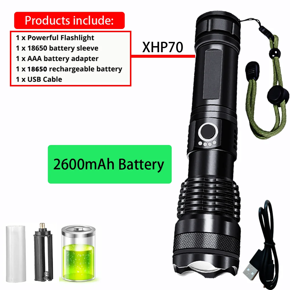 

FANZHI Перезаряжаемый светодиодный фонарик XHP70