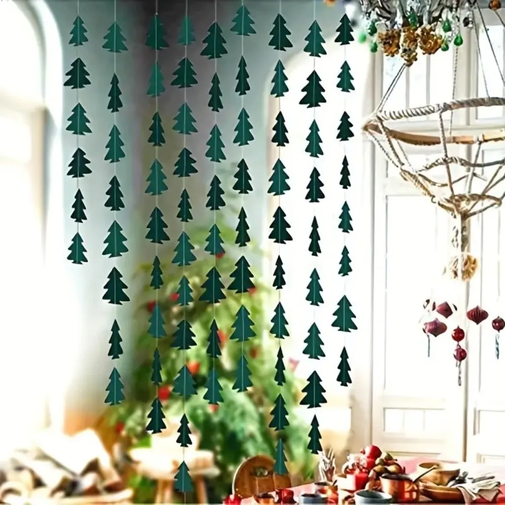 Зеленая рождественская елка подвесная гирлянда лесная тематическая бумага