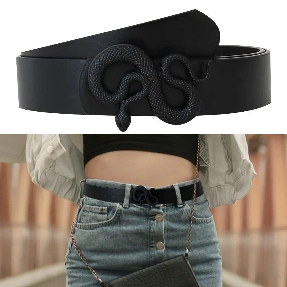 

Fashion Casual All-match Vintage Leather Belt Pants Bands Snake Buckle Waistband Ladies Dress Belts
