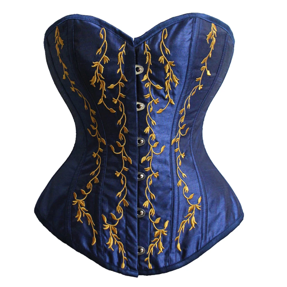

Sexy Womens Spiral Steel Boned Waist Training Corset Bustiers Embroidery Lingerie Corselet Punk Modeling Gothic Korset