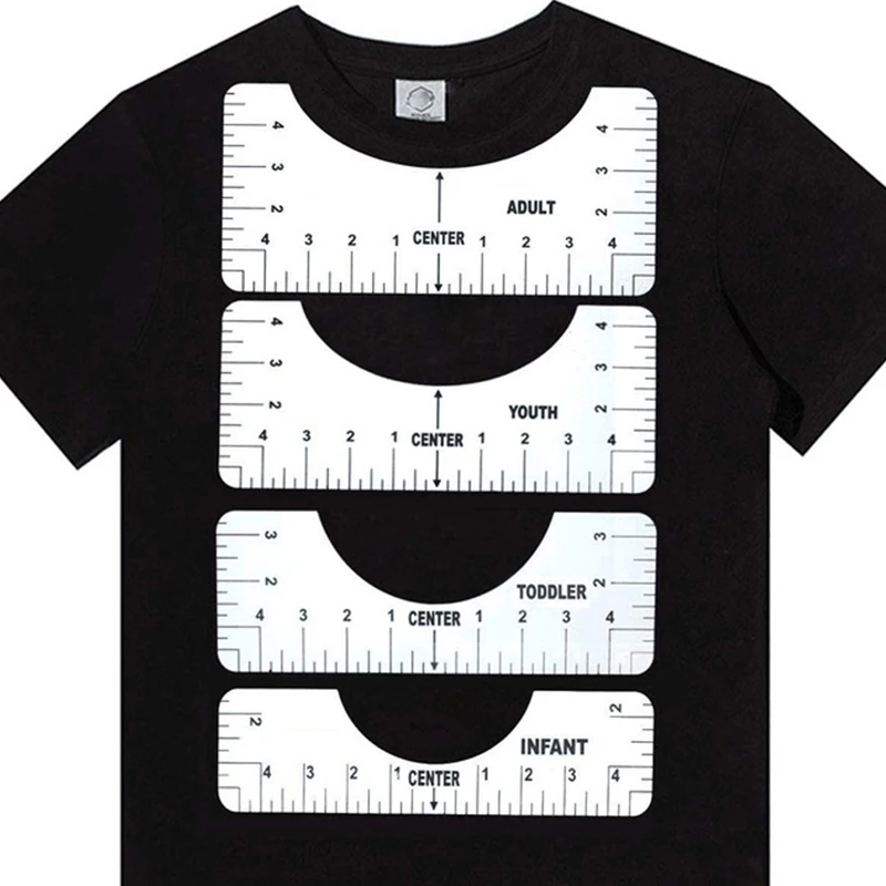 

4 Pcs T-Shirt Alignment Guide Ruler T-Shirt Alignment Tool for Making Center Design Adult Youth Toddler Infant
