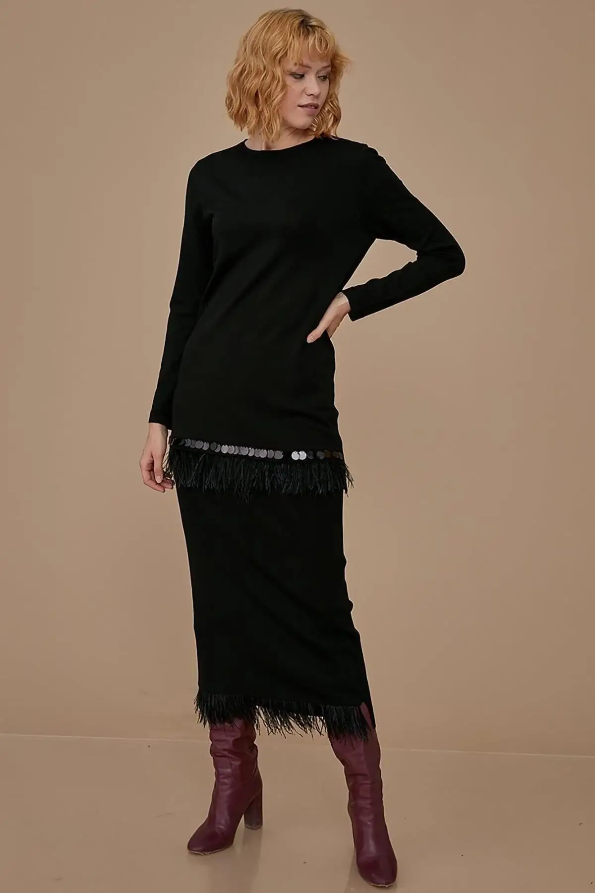 

Women Knitwear Black Sweater Women Muslim Sweater