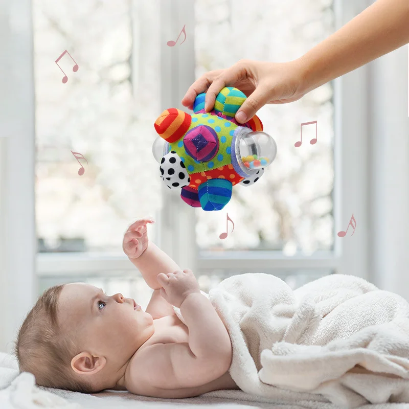 

Newborn Plush Rattle Hand Grasp Ball Toys Early Education Interactive Grasp Training Baby Reaction Training Toys 0-1 Years Old