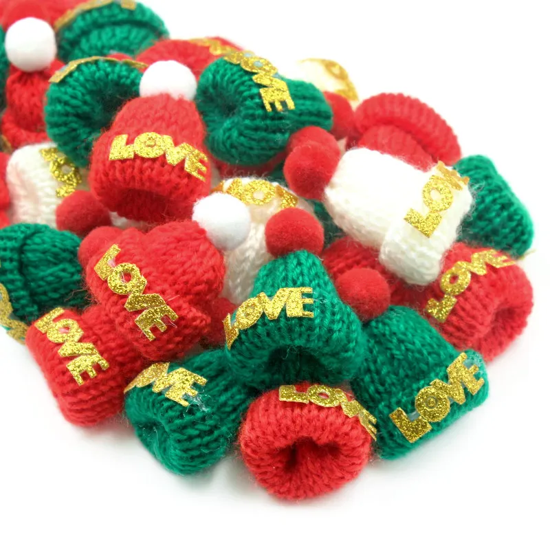 3Pcs/Pack Knitted Small Christmas Hat Santa Claus Cap For Clothing Party Household Decorate DIY Handmade Headdress Accessories